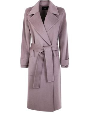 JOSEPH Belted Wrap Coat - Purple