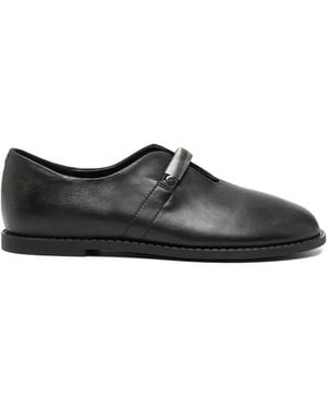 SERGIO MORETTI FIRENZE Metal-Bar Leather Loafers - Black