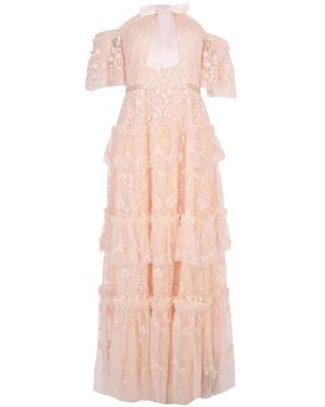 Needle & Thread Vestido De Fiesta Primrose Con Bordado Floral - Rosa