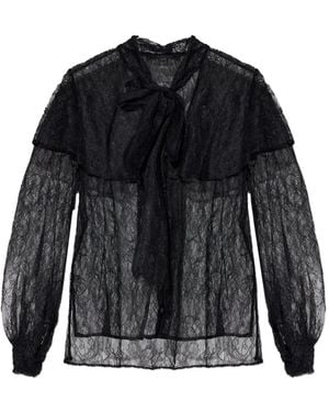 AllSaints Athena Lace Tie Shirt - Black