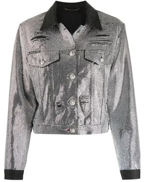 Philipp Plein Chaqueta vaquera con detalles de cristales - Metálico