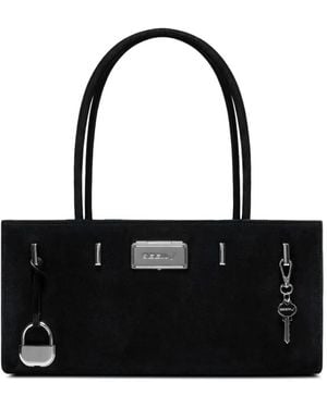 SEEN USERS Aura Suede-Finish Padlock-Detail Tote Bag - Black