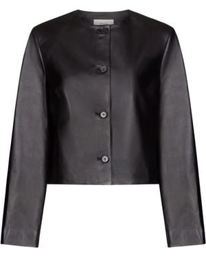 Loulou de Saison Raho Single-Breasted Leather Jacket - Black
