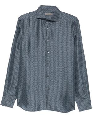 Corneliani Camicia A Fiori A Maniche Lunghe - Blu