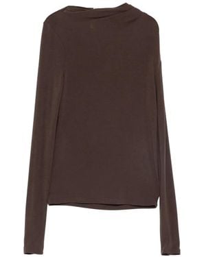 Imperial Draped Long-Sleeve Top - Brown