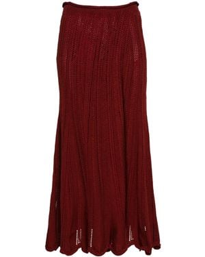 forte_forte Open-Knit Cotton Skirt - Red