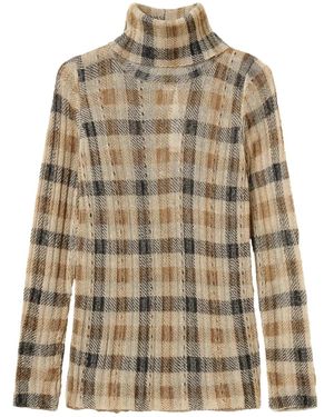 Twinset Roll-Neck Check-Print Jumper - Brown