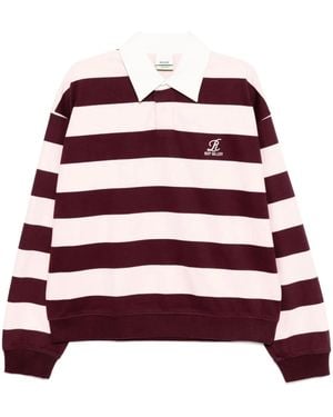 Agolde Polo Rayé À Manches Longues - Rouge