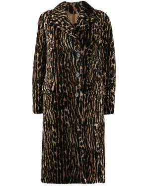 Yves Salomon Ocelot Print Coat - Black