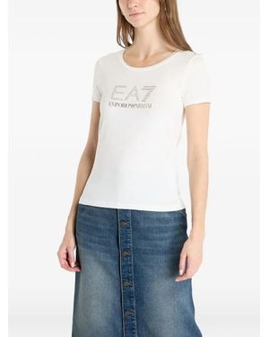 EA7 Stud-Embellished Logo T-Shirt - White
