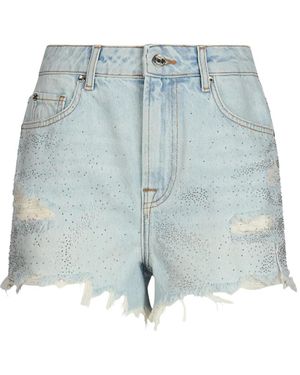 Liu Jo Rhinestone-Embellished Denim Shorts - Blue