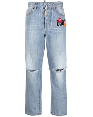 DSquared² Distressed Cropped Jeans - Blue