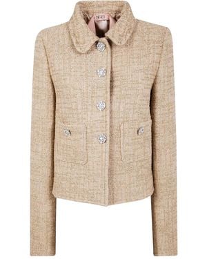 N°21 Long-Sleeved Tweed Jacket - Natural