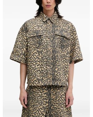 Rhude Flap-Pocket Animal-Print Shirt - Black