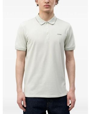 HUGO Logo-Patch Short-Sleeve Polo Shirt - White
