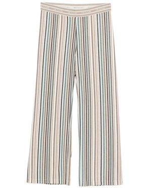 Cambio Francis Striped Ribbed Pants - White