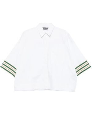 Lorena Antoniazzi Blouse Met Korte Mouwen En Gestreepte Manchetten - Wit