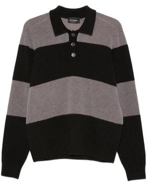 AROVESCIO Gestreiftes Poloshirt - Schwarz