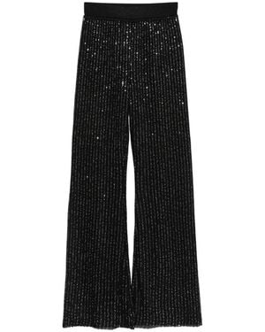 Missoni Pantalon Palazzo En Maille Côtelée À Effet De Paillettes - Black