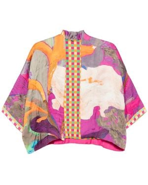 Yavi Veste En Soie À Motif Abstrait - Pink