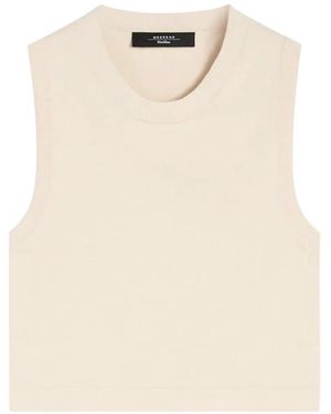 Weekend by Maxmara Bombo Ribbed-Knit Cropped Top - Natural