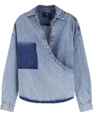 3x1 Polo-Collar Blouse - Blue