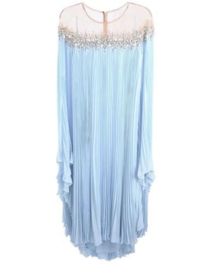 Badgley Mischka Pleated Off-The-Shoulder Maxi Dress - Blue