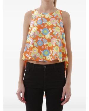 Jeremy Scott Floral-Print Top - Orange