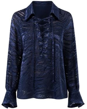 Barbara Bui Lace-Up Blouse - Blue