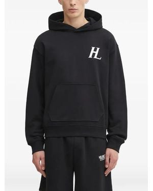 Helmut Lang Logo-Print Cotton Hoodie - Black