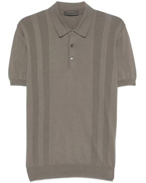 Corneliani Striped Knit Polo Shirt - Grey