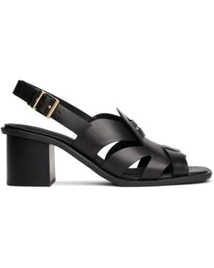 Tommy Hilfiger Sandales À Écusson Et Talon Épais - Black