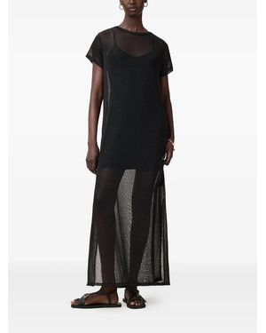 AllSaints Mesh-Paneled Maxi Day Dress - Black