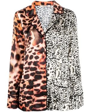 Roberto Cavalli Animal-Print Silk-Blend Shirt Jacket - White