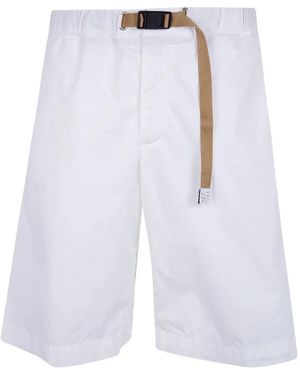 White Sand Belted Cotton Shorts - White