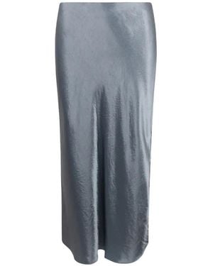 Vince Satin Side-Slit Slip Skirt - Blue