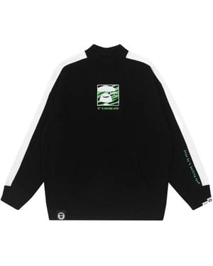 Aape By A Bathing Ape Stripe Moonface Cotton Sweatshirt - Black