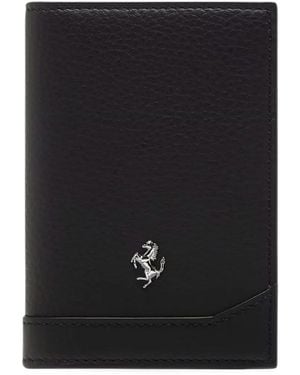 Ferrari Logo-Plaque Leather Cardholder - Black