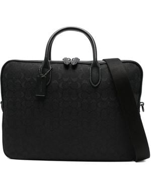 COACH Theo Monogram Laptop Bag - Black