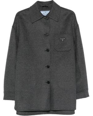 Prada Abrigo con bolsillos de parche - Negro