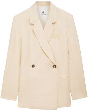 Anine Bing Kaia Double-Breasted Blazer - Natural