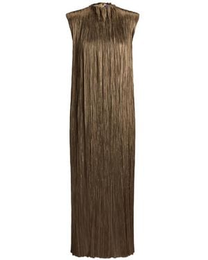 Ralph Lauren Virna Bark-Pleated Midi Dress - Natural