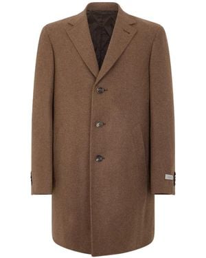 Canali Abrigo Con Botones Y Solapa De Muesca - Marrón
