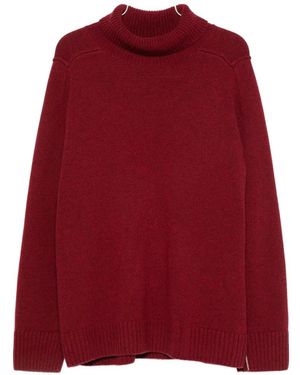 Bompard Split-Sleeve High-Neck Sweater - Red