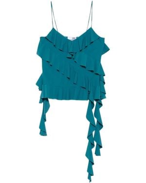 Love Moschino Ruffled Spaghetti-Strap Top - Blue