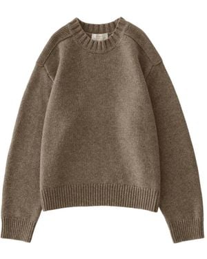 Studio Nicholson Berez Crew-Neck Ribbed-Trim Sweater - Brown