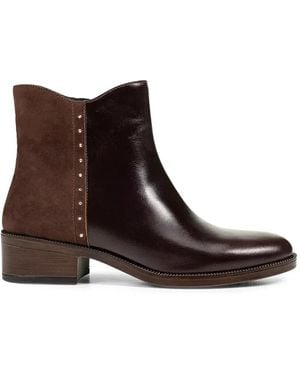 Geox Camexia Stud-Embellished Panelled Ankle Boots - Brown
