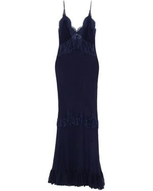 Self-Portrait Lace-Detail Maxi Dress - Blue