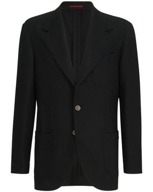 Brunello Cucinelli Cashmere Panama Deconstructed Blazer With Patch Pockets - Black