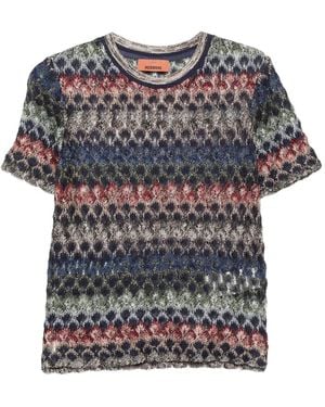 Missoni Gestricktes T-Shirt Mit Zickzackmuster - Grau